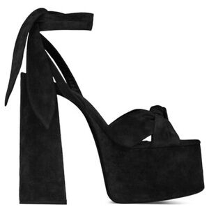 Saint Laurent Ysl Paige 145 Black Suede Platform Heels 36.5 / 6.5 Authentic!